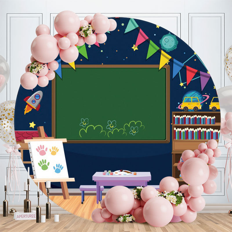 Aperturee - Blackboard Classroon Back to Kindergarten Round Backdrops