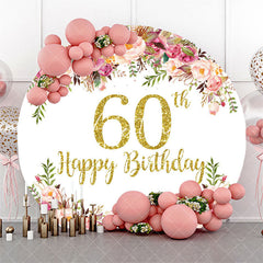 Aperturee - Blooming Flowers Women Round 60th Birthday Backdrop