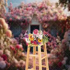 Aperturee - Blooming Flowers Wooden House Door Spring Bakcdrop