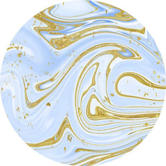 Aperturee - Blue And Gold Abstract Round Birthday Backdrop