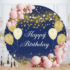 Aperturee - Blue And Gold Bokeh Ball Happy Birthday Backdrop