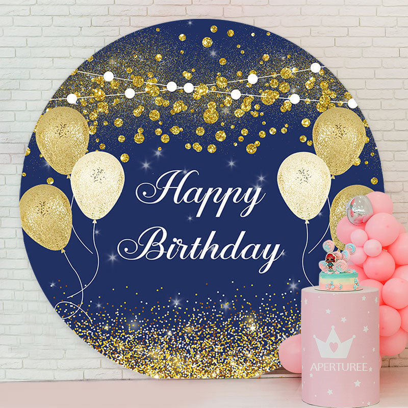 Aperturee - Blue And Gold Bokeh Ball Happy Birthday Backdrop