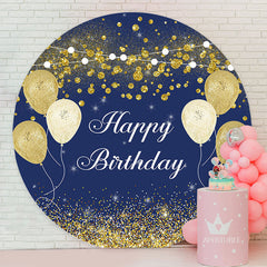 Aperturee - Blue And Gold Bokeh Ball Happy Birthday Backdrop