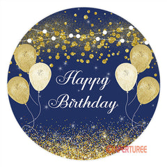 Aperturee - Blue And Gold Bokeh Ball Happy Birthday Backdrop