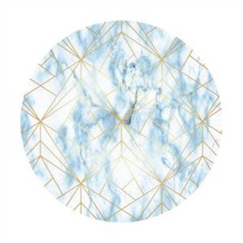 Aperturee - Blue And Gold Lines Round Birthday Backdrops