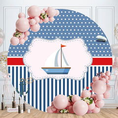 Aperturee - Blue And White Boat Round Baby Shower Backdrop