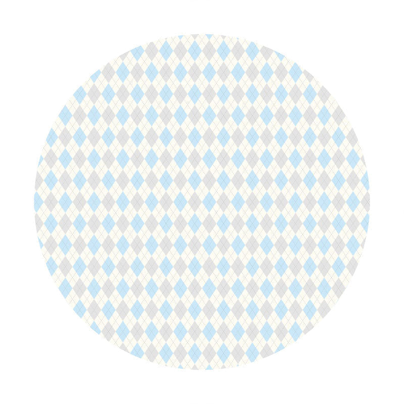 Aperturee - Blue And White Rhombus Round Birthday Backdrop