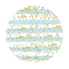 Aperturee - Blue And White Stripes Round Gold Spot Birthday Backdrop