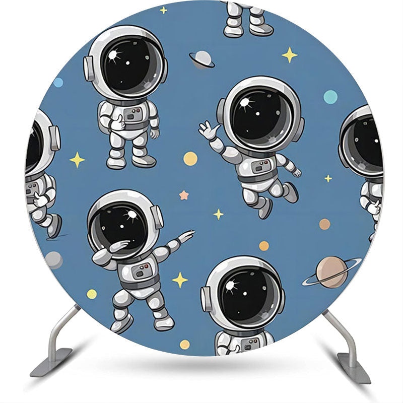 Aperturee - Blue Astronaut Galaxy Round Backdrop For Birthday