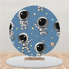 Aperturee - Blue Astronaut Galaxy Round Backdrop For Birthday