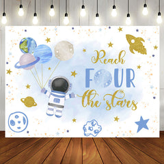 Aperturee - Blue Astronaut Stars Planet 4th Birthday Backdrop