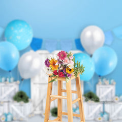 Aperturee - Blue Balloon Gift Box Birthday Photography Backdrop