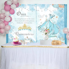 Aperturee - Blue Book Princess Floral Crown Birthday Backdrop
