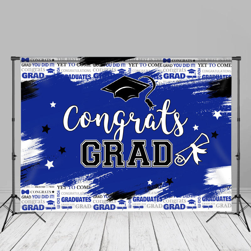 Aperturee - Blue Brush Stars You Did It Grad Photo Booth Backdrop