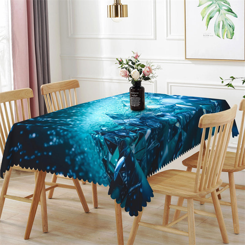 Aperturee - Blue Crystal Clear Diamond Rectangle Tablecloth