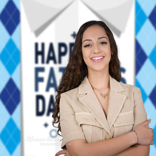 Aperturee - Blue Diamond Mustache Happy Fathers Day Backdrop
