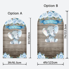 Aperturee - Blue Floral Elephant Wooden Baby Shower Arch Backdrop