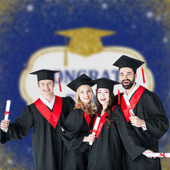 Aperturee - Blue Gold Glitter Congrats Grad Photoshoot Backdrop