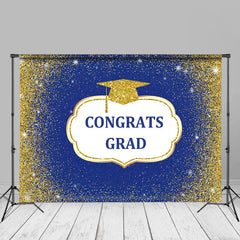 Aperturee - Blue Gold Glitter Congrats Grad Photoshoot Backdrop