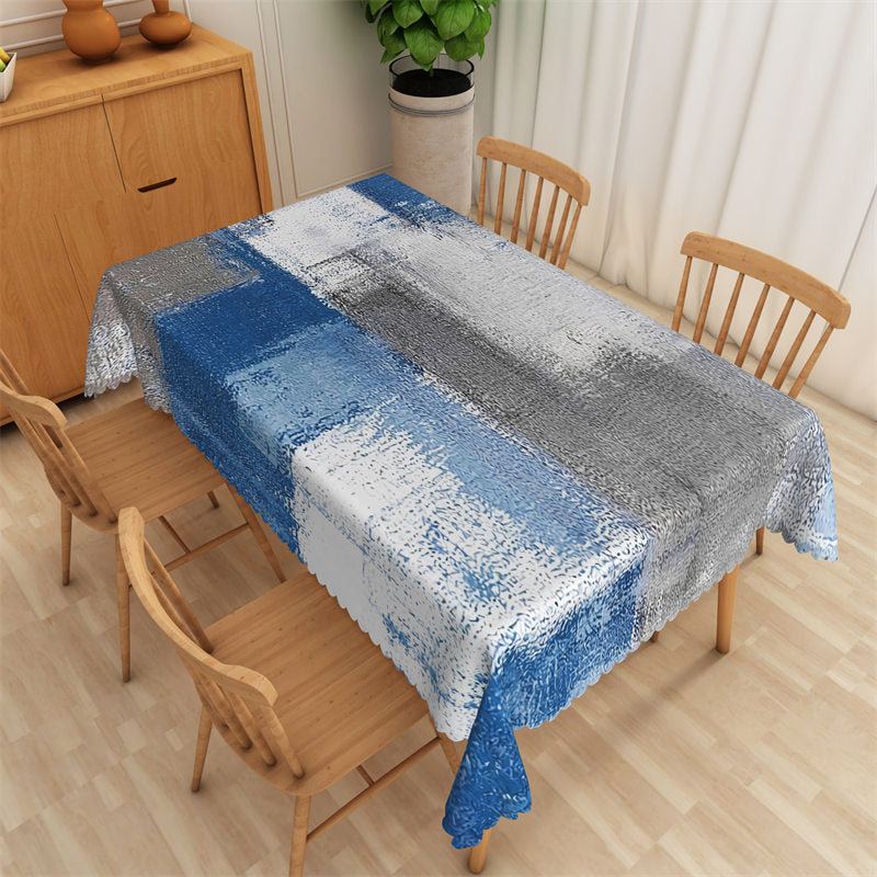 Aperturee - Blue Grey Distressed Style Rectangle Tablecloth