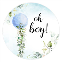 Aperturee - Blue Moon Oh Baby Round Baby Shower Backdrop