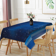 Aperturee - Blue Mysterious Galaxy Star Rectangle Tablecloth