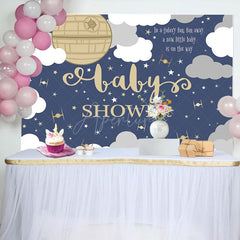 Aperturee - Blue Night Sky Clouds Galaxy Baby Shower Backdrop