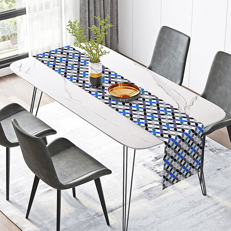 Aperturee - Blue Patterns Repeat Fabric Dining Table Runner