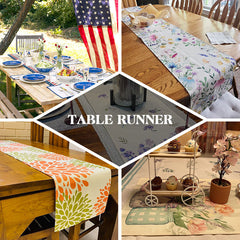 Aperturee - Blue Patterns Repeat Fabric Dining Table Runner