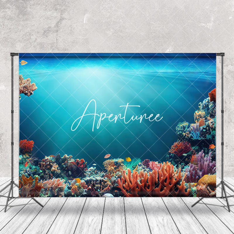 Aperturee - Blue Sea Colorful Coral Natural Scenery Backdrop