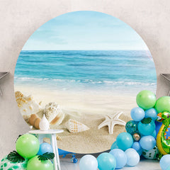 Aperturee - Blue Sea Shell On The Beach Summer Round Backdrop
