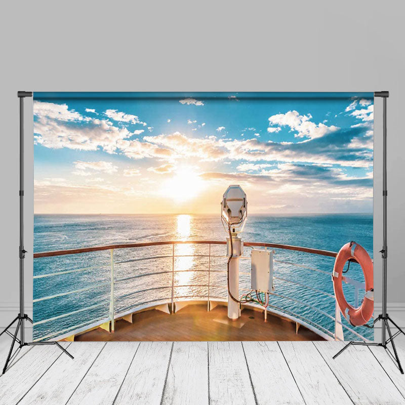 Aperturee - Blue Sky Sea Ocean Yacht Travel Spring Photo Backdrop