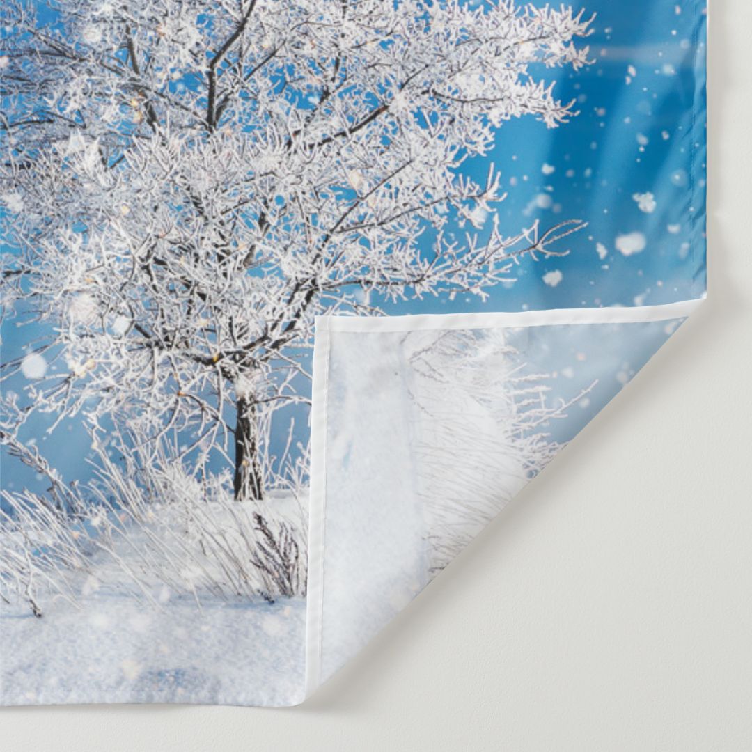 Aperturee - Blue Sky Snowy Tree Winter Backdrop For Photo