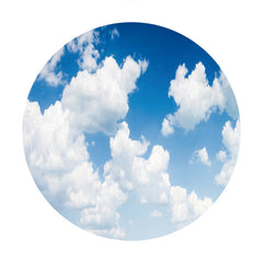 Aperturee - Blue Sky White Cloud Round Birthday Backdrop