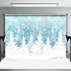 Aperturee - Blue Snowflakes Tree Wonderland Winter Backdrop