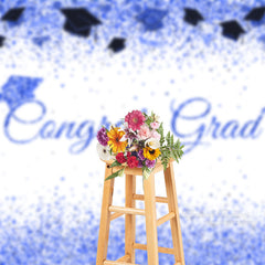 Aperturee - Blue Sparkling White Graduation Photo Booth Backdrop