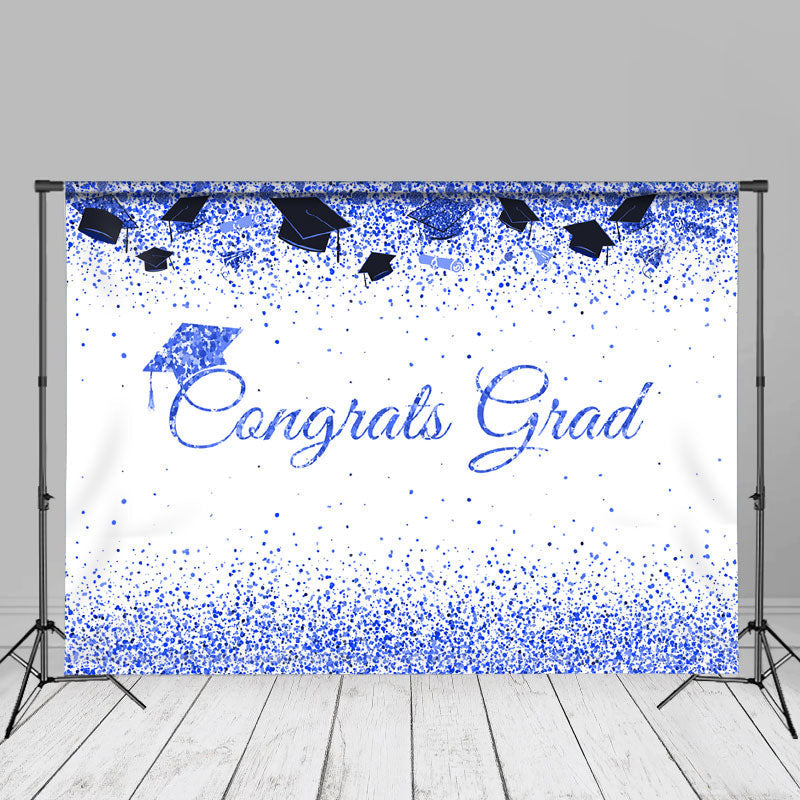 Aperturee - Blue Sparkling White Graduation Photo Booth Backdrop
