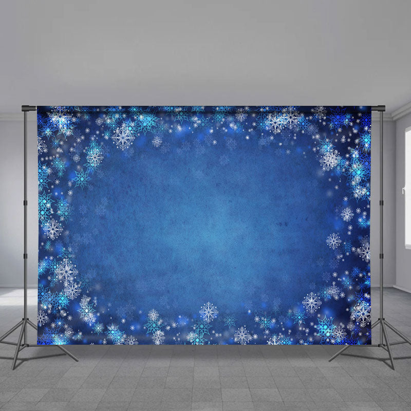 Aperturee - Blue Theme Snowflake Fly Winter Backdrop For Party