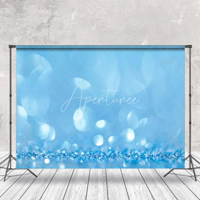 Aperturee - Blue Transparent Wave Dot Bokeh Photography Backdrop