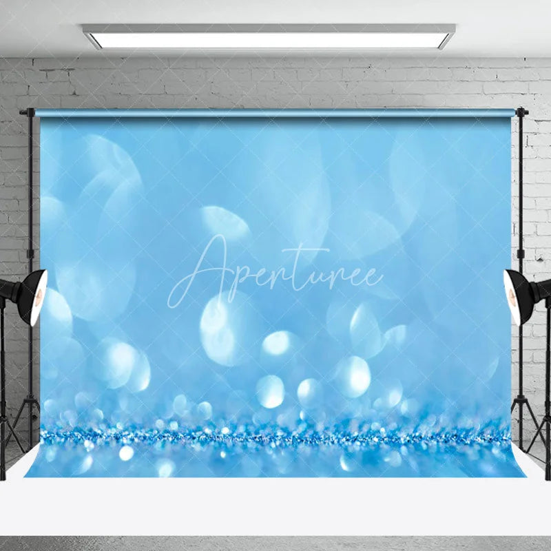 Aperturee - Blue Transparent Wave Dot Bokeh Photography Backdrop