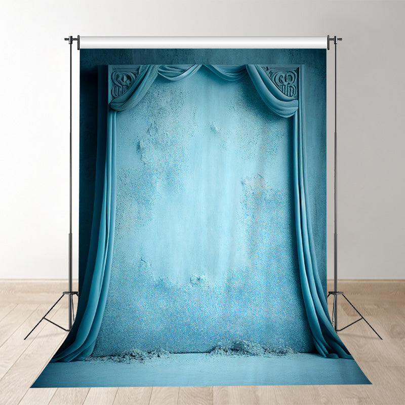 Aperturee - Blue Turquoise Stage Curtain Photo Studio Backdrop