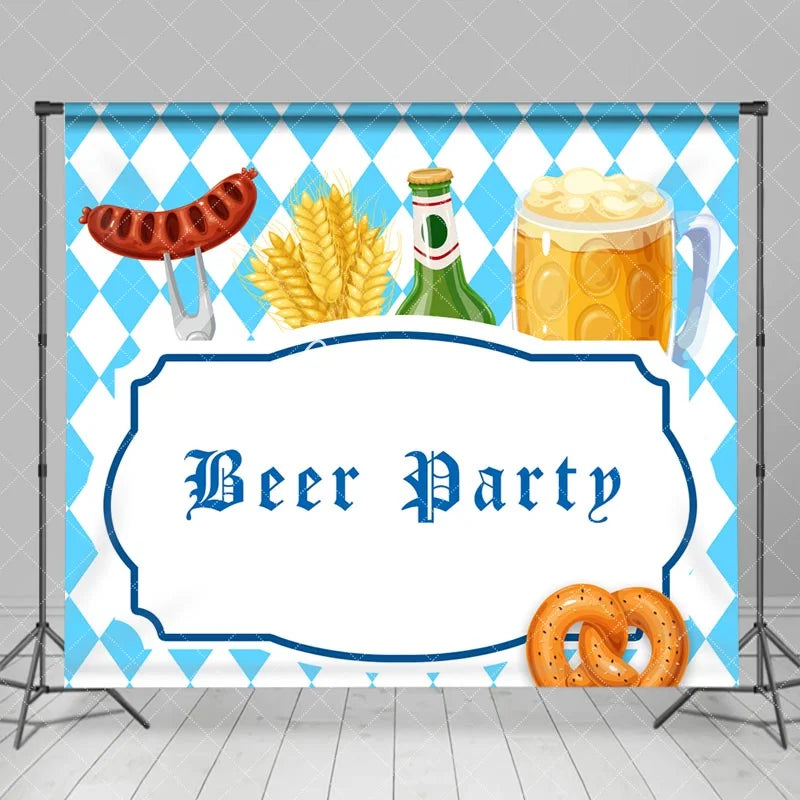 Aperturee - Blue White Rhombus Oktoberfest Beer Party Backdrop