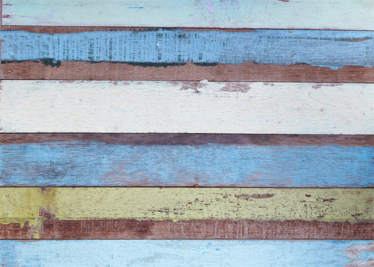 Aperturee - Blue White Yellow Paint Board Wood Rubber Floor Mat