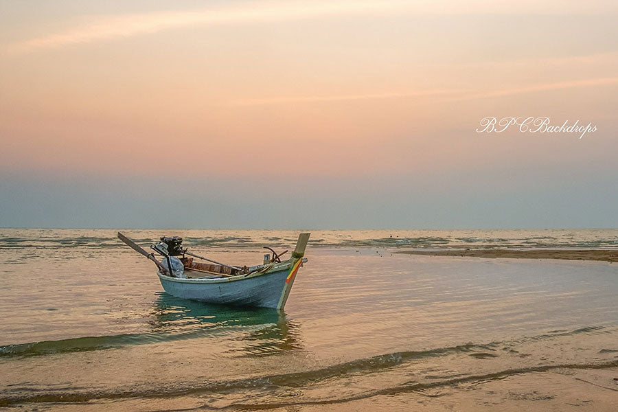 Aperturee - Boat In Sea Summer Photography Backdrop For Kids Photo Booth