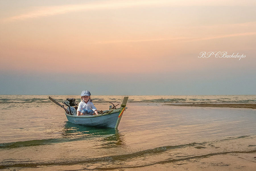 Aperturee - Boat In Sea Summer Photography Backdrop For Kids Photo Booth