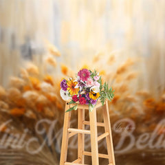 Aperturee - Boho Bulrush Champagne Elegant Photo Booth Backdrop