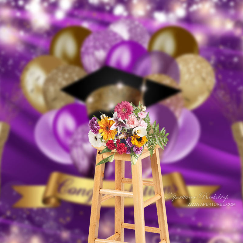 Aperturee - Bokeh Glitter Purple Gold Grad Photography Backdrop