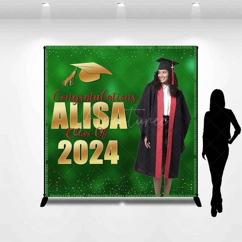 Aperturee - Bokeh Green Class 2024 Custom Graduation Backdrop