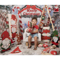 Aperturee - Bokeh Snowflake Candy Cane Merry Christmas Backdrop