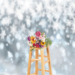 Aperturee - Bokeh Snowflake White Winter Scenery Backdrop